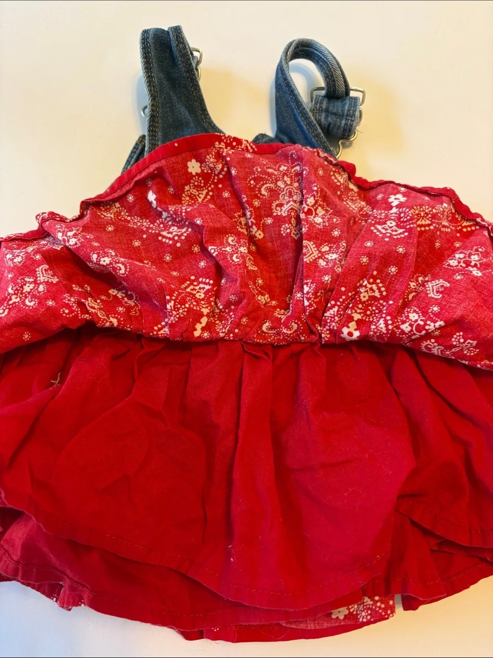 OshKosh B'gosh Denim Bib Skirt with Red Bandana Print